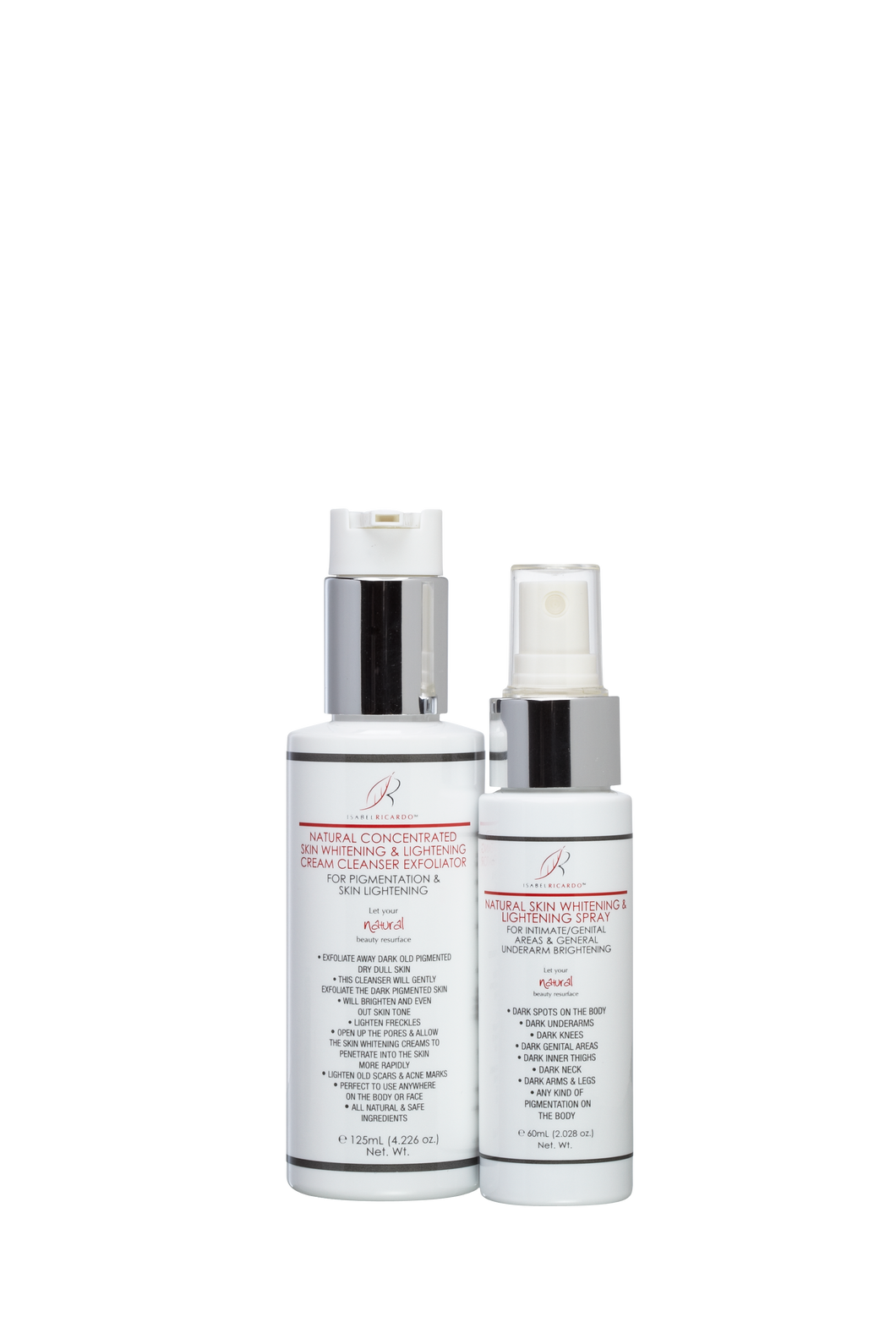 INTIMATE WHITENING SPRAY & LIGHTENING CREAM EXFOLIATING CLEANSER DUO